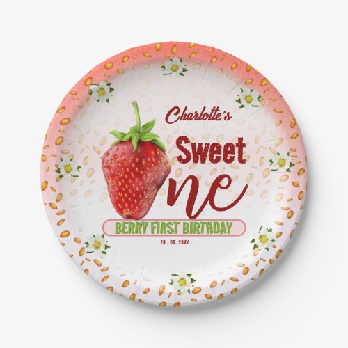 Strawberry ONE First Birthday Paper Plates