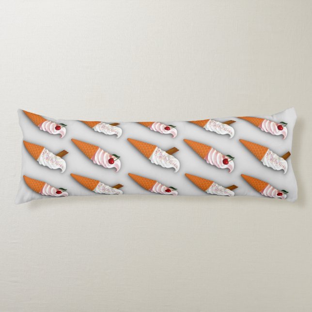 Strawberry or Vanilla? Gray Body Pillow (Front)