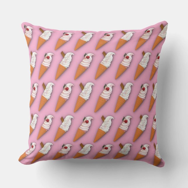 Strawberry or Vanilla? Pink Outdoor Pillow (Front)