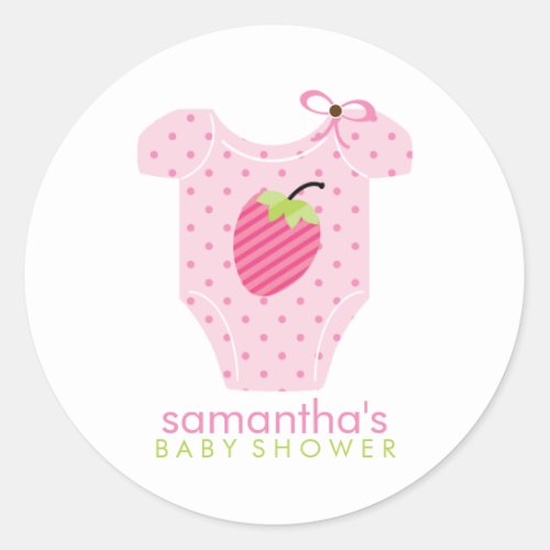 Strawberry Outfit Girl Baby Shower Classic Round Sticker