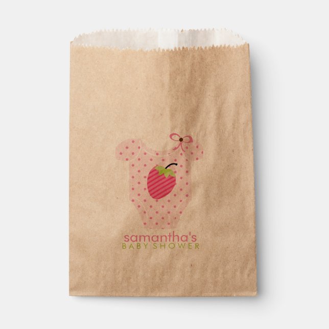 Strawberry Outfit Girl Baby Shower Favor Bag (Front)