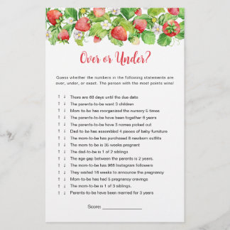 Strawberry Over or Under Baby Shower Game