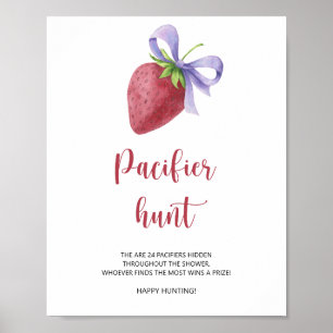 Strawberry - pacifier hunt baby shower game poster