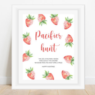 Strawberry - pacifier hunt baby shower game poster