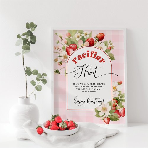 Strawberry Pacifier hunt baby shower game Poster