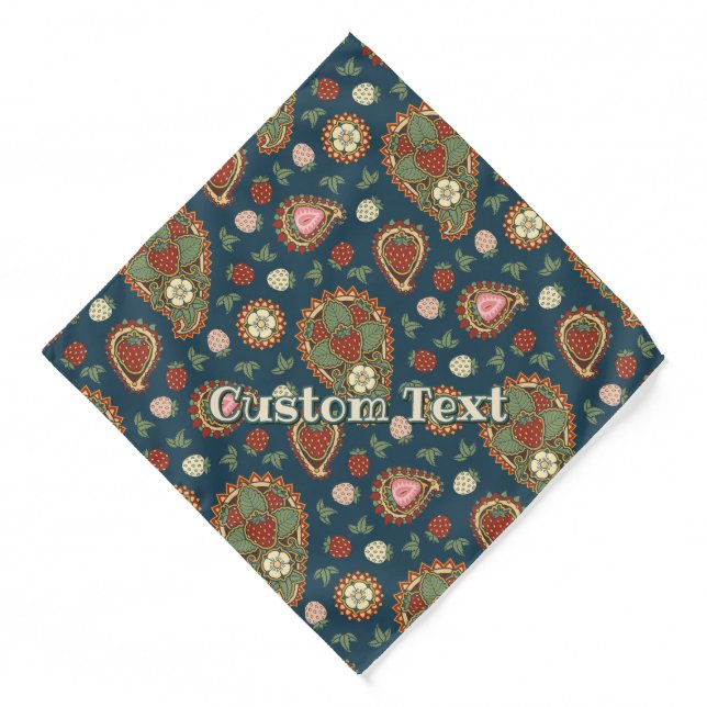 Strawberry Paisley Pattern Bandana (Front)
