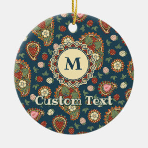 Strawberry Paisley Pattern Ceramic Ornament