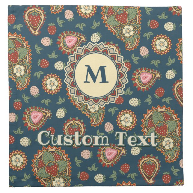 Strawberry Paisley Pattern Cloth Napkin (Front)