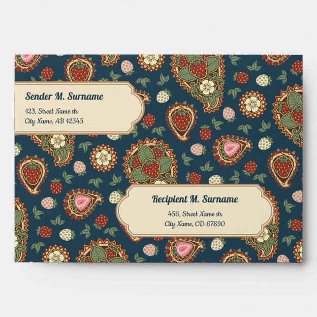 Strawberry Paisley Pattern Envelope (Front)