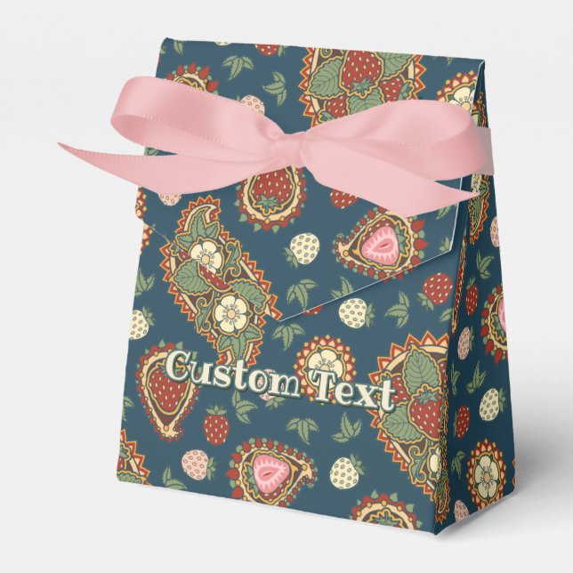 Strawberry Paisley Pattern Favor Box (Front Side)