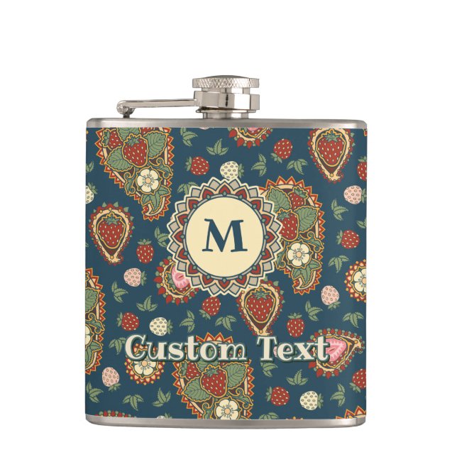 Strawberry Paisley Pattern Flask (Front)