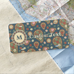 Strawberry Paisley Pattern License Plate