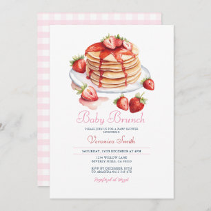 Strawberry Pancake Baby Brunch Baby Shower Invitation
