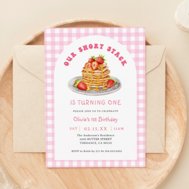Strawberry Pancake Breakfast Birthday Party Invitation (Creator Uploaded)