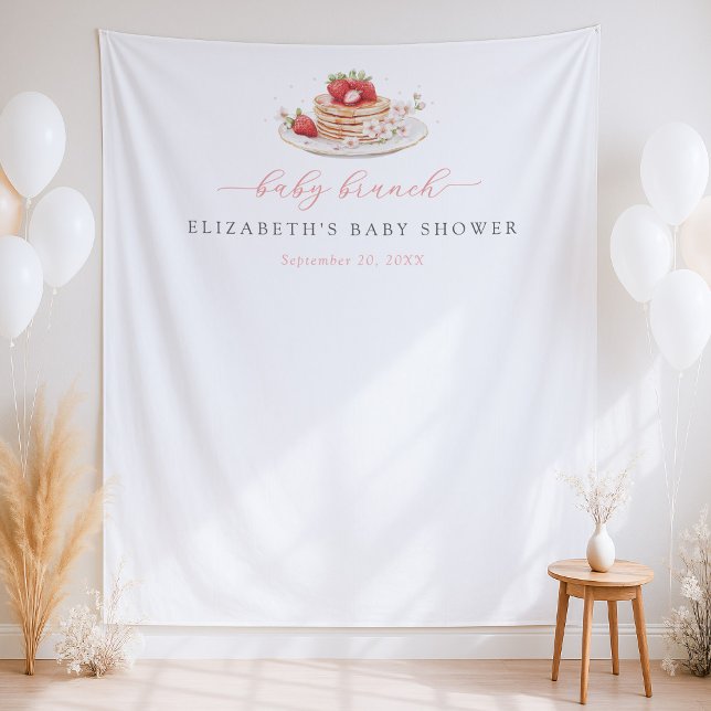 Strawberry Pancake Brunch Baby Shower Backdrop (Creator Uploaded)