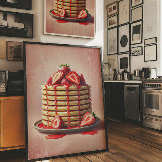 Strawberry Pancake Wall Art Print Aesthetic Poster