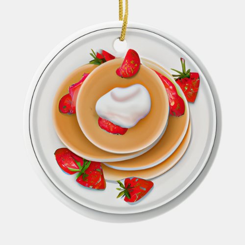 Strawberry Pancakes Pun Flirty Christmas  Ceramic Ornament