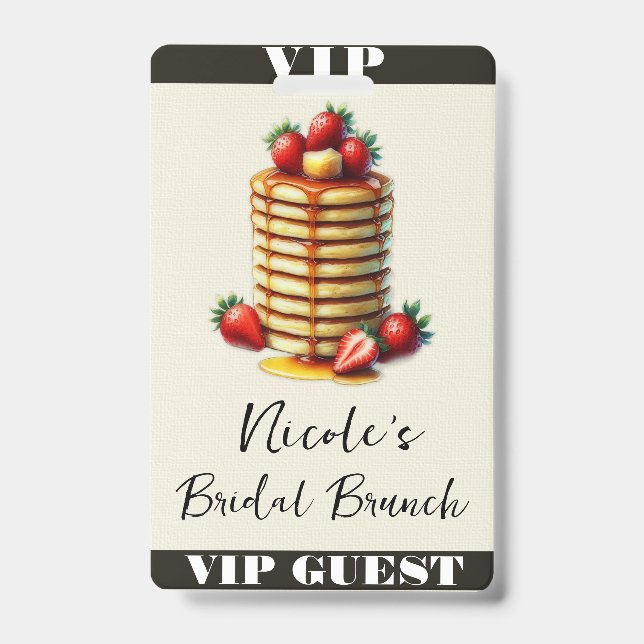 Strawberry Pancakes Stack Bridal Brunch VIP Pass Badge (Front)