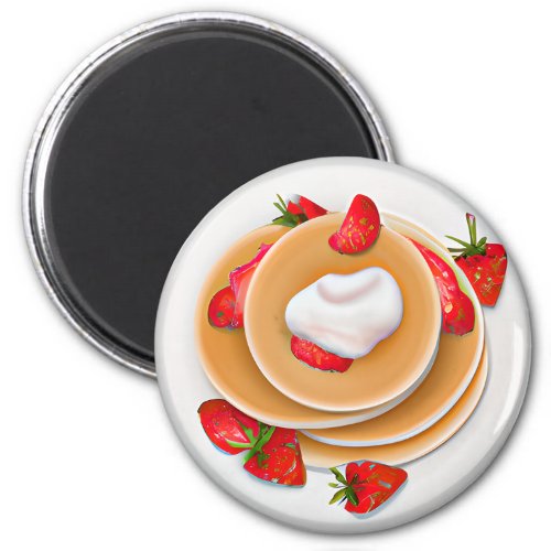 Strawberry Pancakes with Syrup Food Magnet