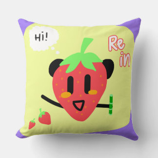 Strawberry Panda Throw Pillow - Rein