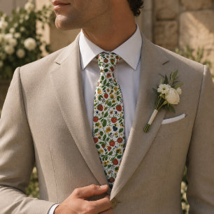 Strawberry & Pansy Floral Neck Tie