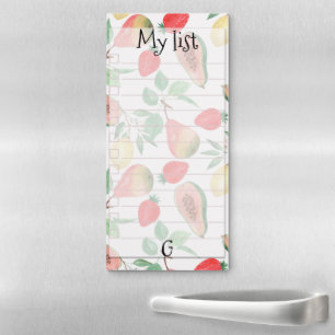 Strawberry, papaya ,monogram ,personalized ,tropic magnetic notepad