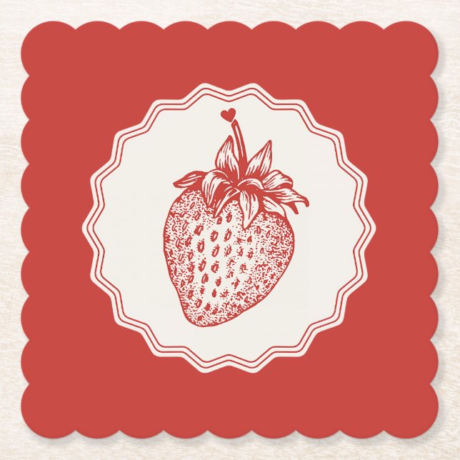 Strawberry Paper Coaster (Front)