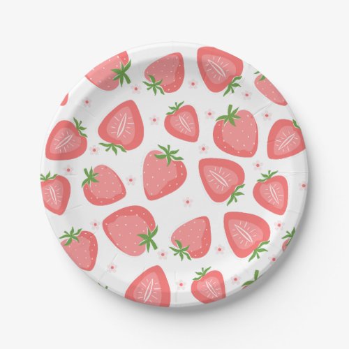 Strawberry Paper Plates Berry First Birthday