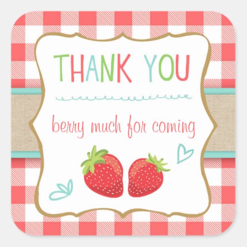 Strawberry Party Favor Tags Thank You Sticker