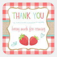 Strawberry Party Favor Tags Thank You Sticker