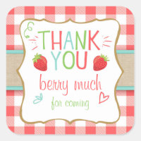 Strawberry Party Favor Tags Thank You Sticker
