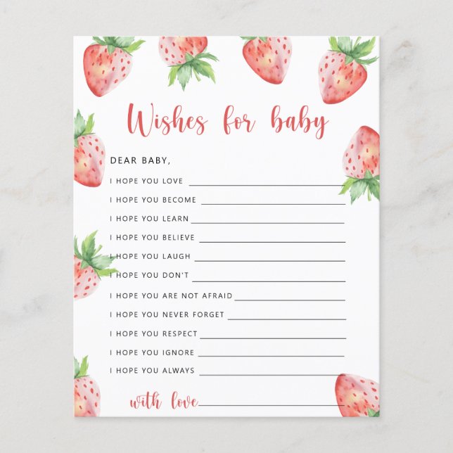Strawberry - Party game | wishes for baby (Front)