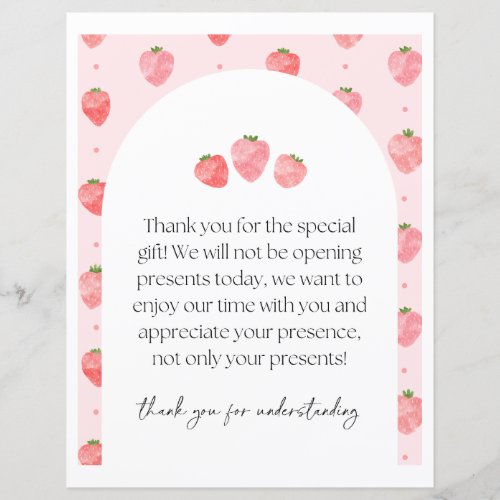 Strawberry Party Gifts Sign