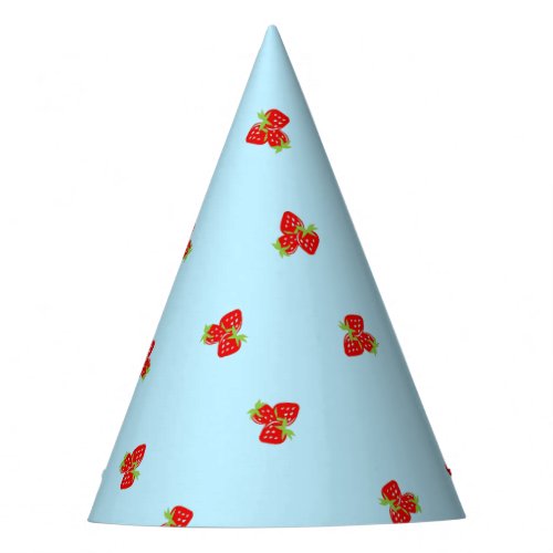 Strawberry Party Hat Blue Back