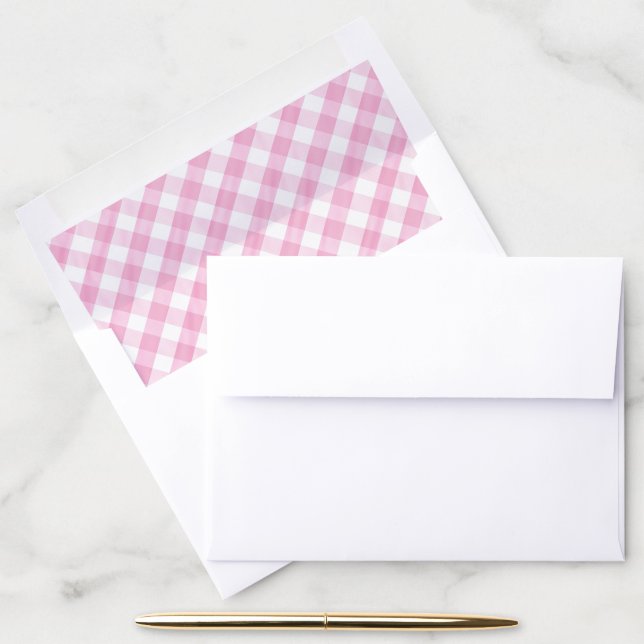 Strawberry Party Pink Gingham Envelope Liner (Desk)