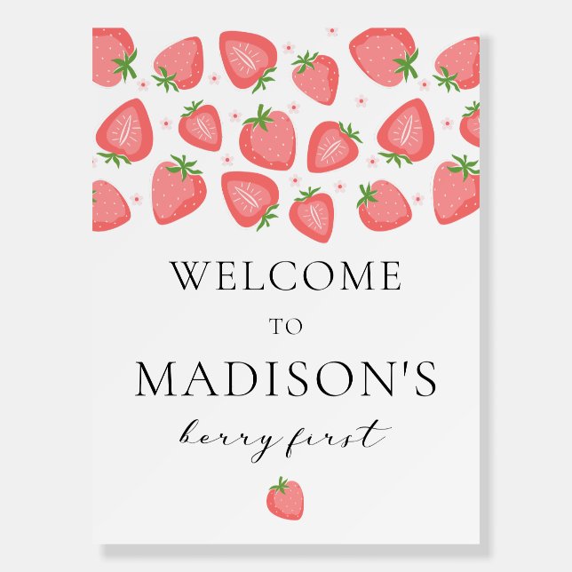 Strawberry Party Poster Welcome Sign Foam Board (Front)