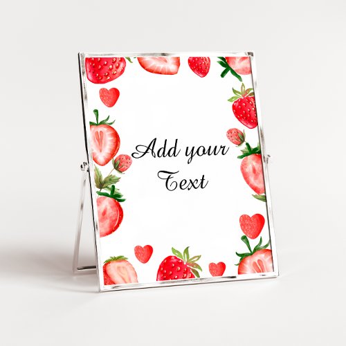 Strawberry Party Sign Decor  Party Table Sign