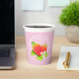 Strawberry Pastel Blue Design. Paper Cups