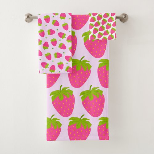 Strawberry Pastel Pink Bath Towel Set