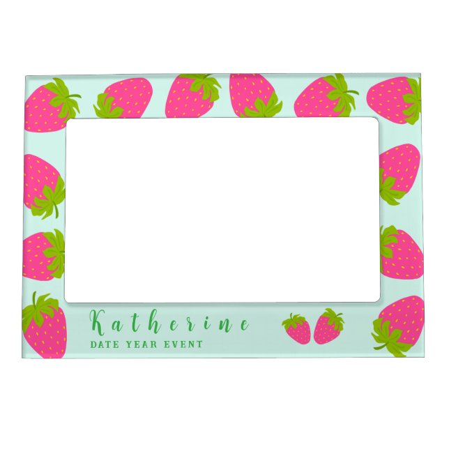Strawberry Pastel Red Blue Magnetic Frame (Front)