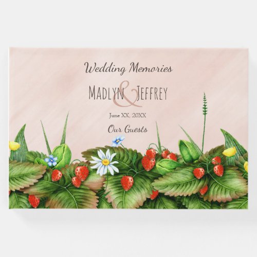 Strawberry patch and wildflowers wedding memories guest book