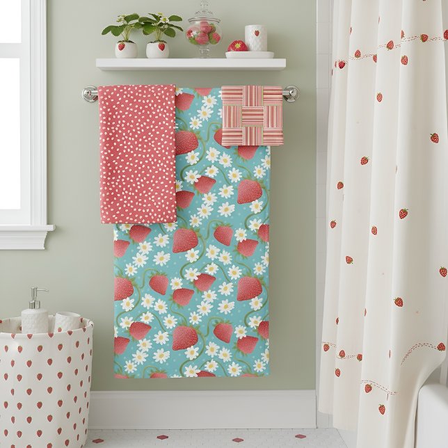 Strawberry Patch blue skies Bath Towel Set (Creator Uploaded)