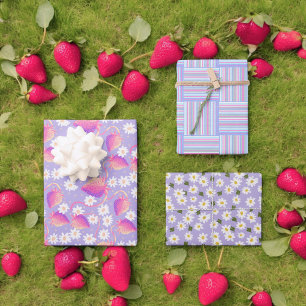 Strawberry Patch Psychedelic Wrapping Paper Sheets