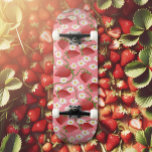 Strawberry Patch red and pink  Skateboard<br><div class="desc">Fresh bright fields of strawberries and blossoms</div>