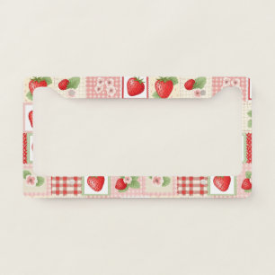 Strawberry Patchwork Picnic (3) License Plate Frame