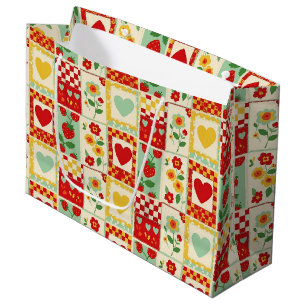 Strawberry Patchwork Picnic Large Gift Bag