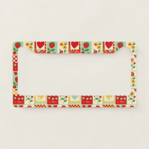 Strawberry Patchwork Picnic License Plate Frame