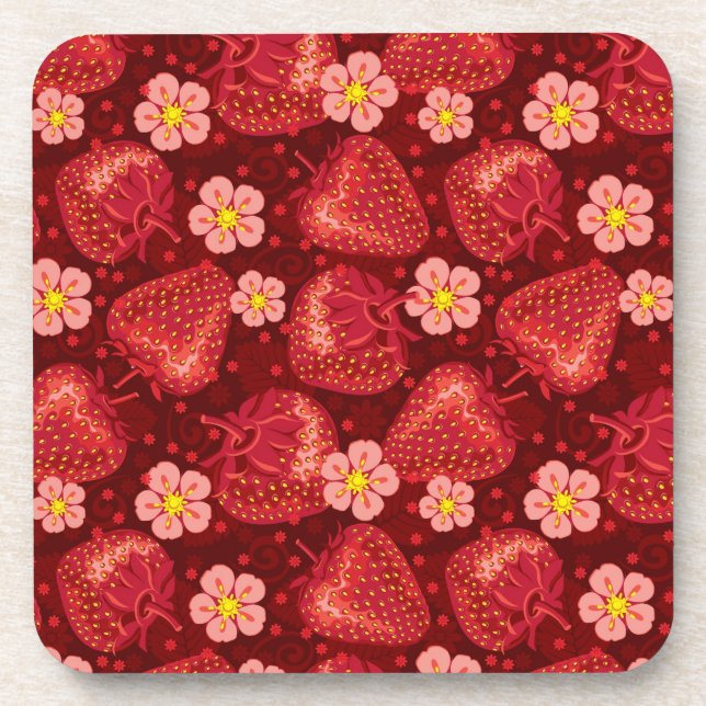 Strawberry Pattern 2 2 Beverage Coaster (Front)