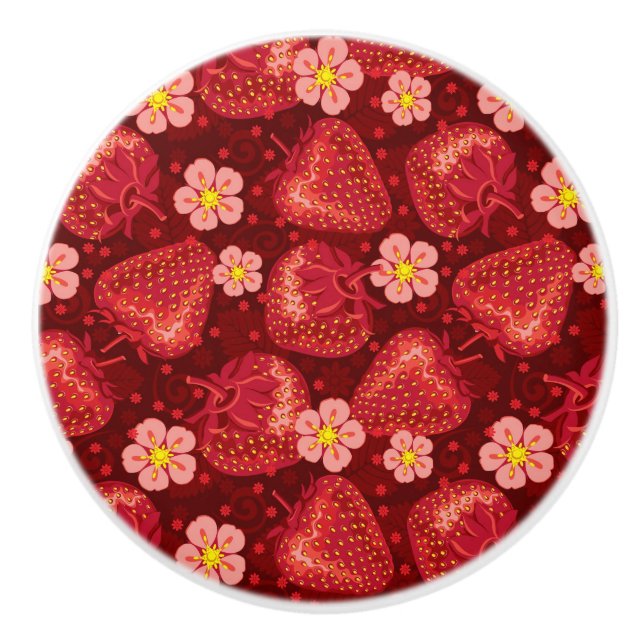 Strawberry Pattern 2 2 Ceramic Knob (Front)