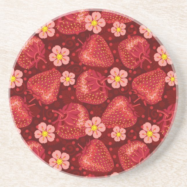 Strawberry Pattern 2 2 Drink Coaster (Front)